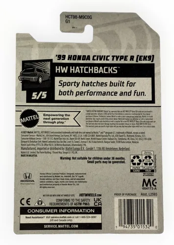 Vista 3 de Hot Wheels Honda Civic Type R [EK9] 2022 - Honda Civic Type R [EK9] - Hatchback - Amarillo