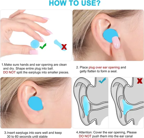 Vista 7 de Tapones reutilizables de silicona para los oídos, impermeables, con cancelación de ruido, para dormir, cortar, nadar, aviones, conciertos