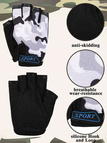 Vista 4 de Geyoga 12 pares de guantes de ciclismo antideslizantes de gel para niños, guantes de ciclismo para niños de verano, para montar al aire libre, 5-8