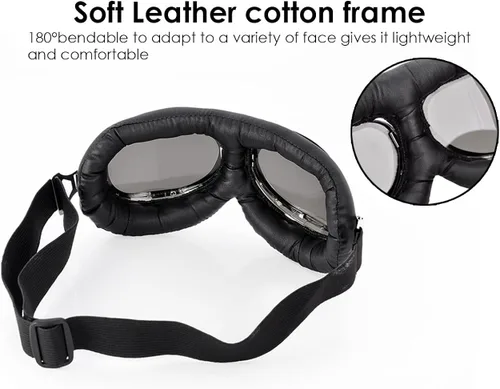 Vista 4 de Gafas de cosplay Steampunk para motocicleta, disfraz retro estilo piloto