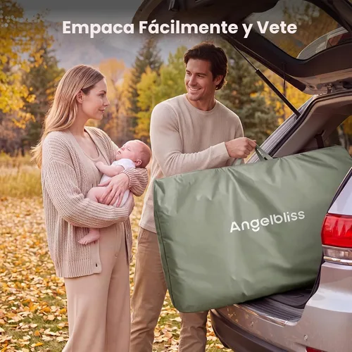 Vista 5 de ANGELBLISS Cuna de bebé, cama de noche 3 en 1, cuna plegable con un clic Verde