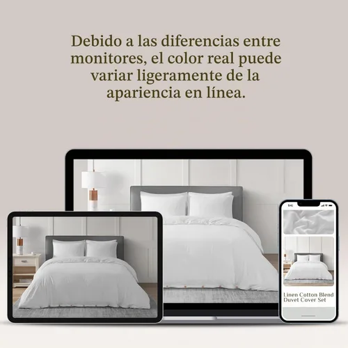 Vista 7 de DAPU - Juego de funda de edredón de lino, mezcla de lino y algodón francés natural suave y transpirable, 3 piezas - 1 funda de edredón y 2 fundas