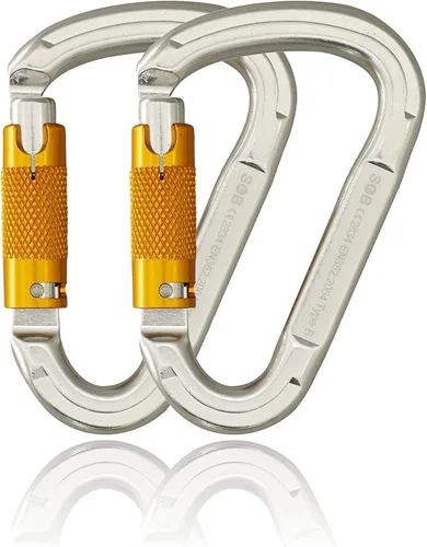 Vista 12 de SOB Clips de mosquetón de escalada con bloqueo automático, conector de mosquetón asimétrico de alta resistencia utilizado para rappel