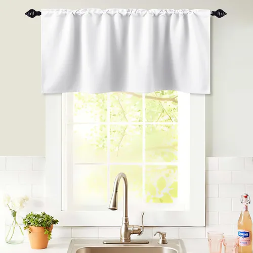 Vista 16 de KOUFALL Cenefa beige para ventanas de 16 pulgadas de largo, cortinas cortas para filtrar la luz sobre el fregadero