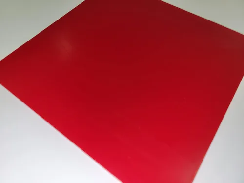 Vista 4 de Hoja de poliuretano, 1/8" x 6" x 6" 95 A durómetro, rojo, hoja de poliuretano fundido