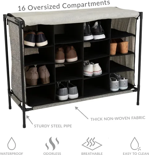 Vista 5 de Simplify Cubby de zapatos, 16 compartimentos, gris (23200-GREY)