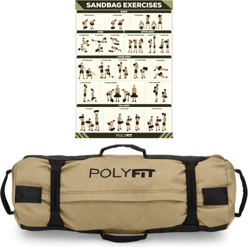Vista 8 de Polyfit Classic Sandbag - Bolsa de arena de entrenamiento con 8 asas de Negro