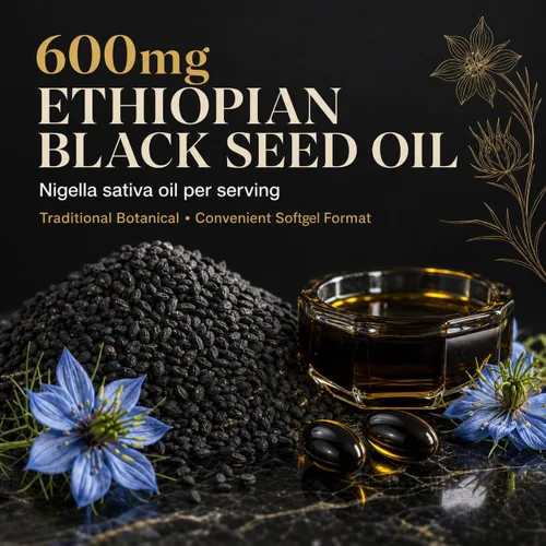 Vista 2 de Sikaroots Aceite de semilla negra etíope + canela de Ceilán con aceite MCT, 60 cápsulas blandas