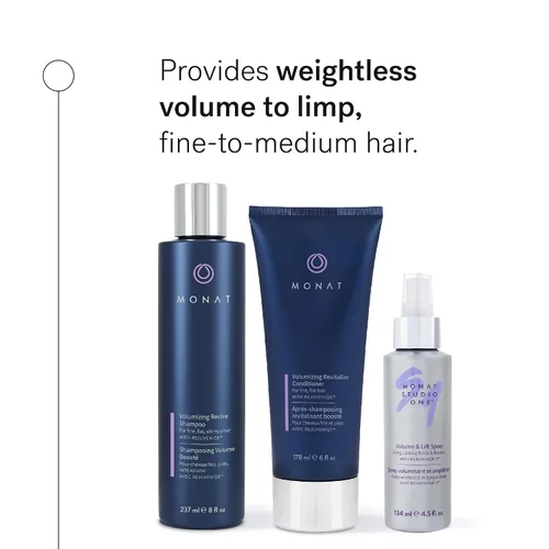 Vista 2 de MONAT Revive sistema de volumen – Set potenciador de volumen para el cabello con champú Revive acondicionador voluminizador y spray de volumen