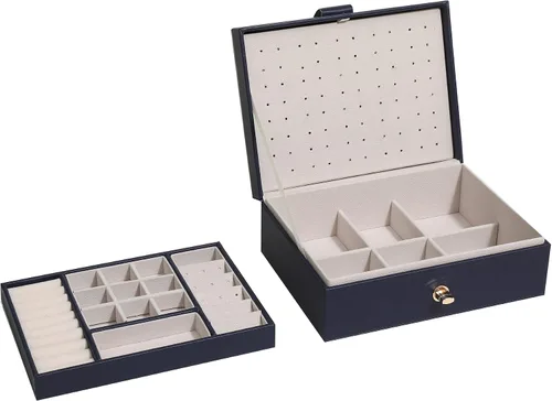 Vista 5 de Addong Organizador de aretes para mujeres y niñas, estuche de almacenamiento grande de piel sintética para aretes de tuerca, anillos, collar