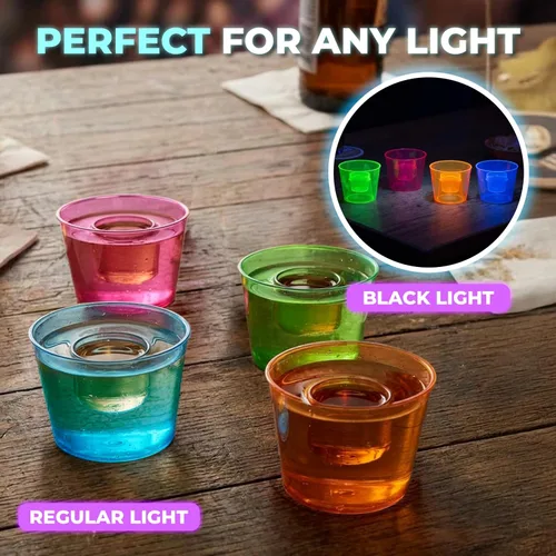 Vista 10 de Party Essentials Vasos bombarderos de plástico duro de 4 onzas, neón surtidos, 12