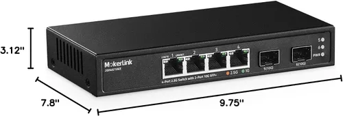 Vista 8 de MokerLink Switch Ethernet de 4 puertos 2.5G con ranura SFP+ de 2 puertos 10G, 4 puertos Base-T de 2.5G compatibles con 10/100/1000Mbps, conmutador