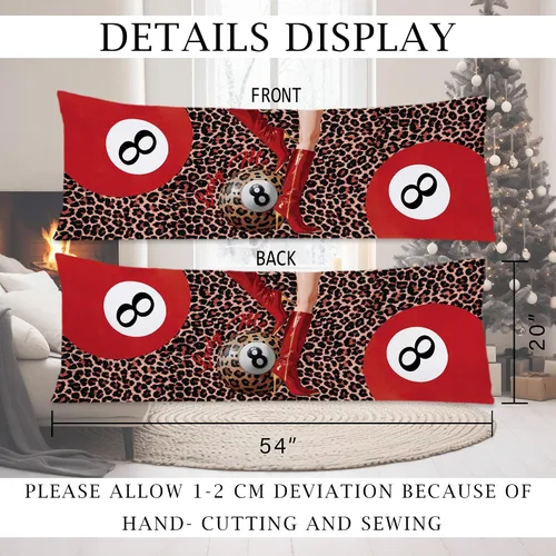 Vista 7 de Funda de almohada de cuerpo de 8 bolas con estampado de leopardo rojo a la moda, 20 x 54 pulgadas, decoración de habitación de guepardo, bota roja