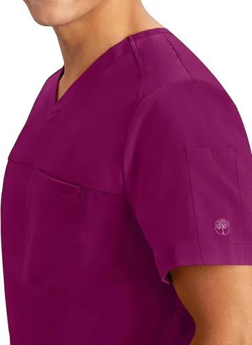 Vista 4 de Healing Hands Camiseta quirúrgica para hombre con etiqueta morada Justin 2330 con cuello en V para hombre, Negro, talla única