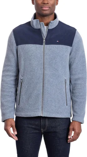 Vista 2 de Tommy Hilfiger Chaqueta de forro polar clásica con cremallera frontal para hombre Azul marino/Gris claro
