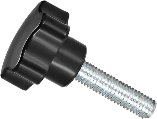 Vista 25 de Perillas de sujeción de estrella, rosca macho M5 x 0.984 in, cabeza de 0.945 in, mango de tornillo de pulgar de plástico, perno roscado, color negro