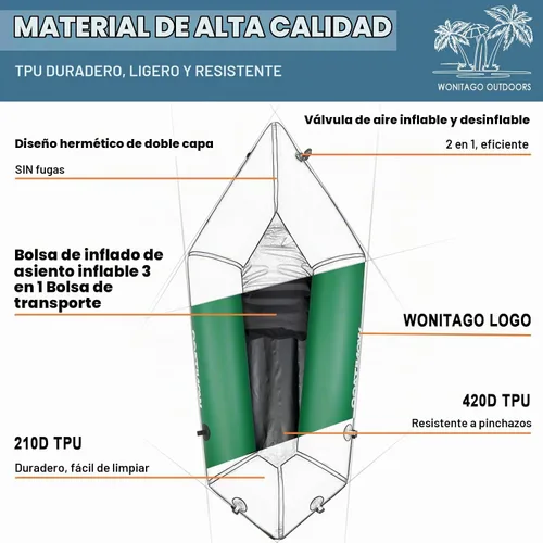 Vista 2 de TPU Packraft Inflatable Backpack Raft, Lightweight and Portable