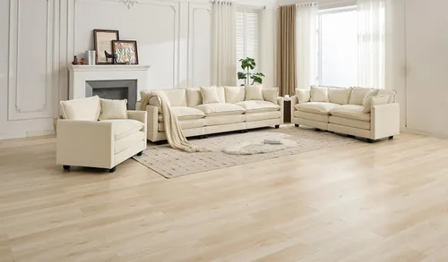 Vista 8 de Sofá seccional de chenilla SoarFlash, cómodo sofá modular individual con reposapiés, sofá reclinable moderno de asiento profundo para sala de estar