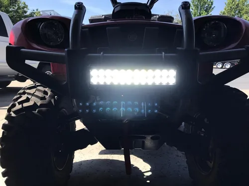 Vista 6 de AUXTINGS Barra de luz LED de trabajo de 12 pulgadas de 72 W con foco de inundación para todoterreno, para jeep, todoterreno, furgoneta, caravana