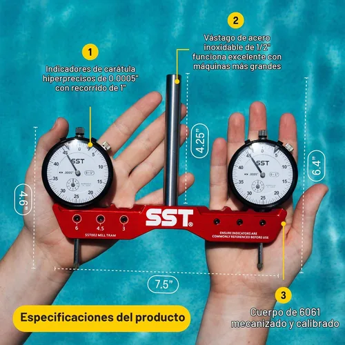 Vista 2 de SST - Sistema de tranvía regular de molino y torno - Tranvía, alineación y cuadrado para calibración de la máquina - Para desalineación angular