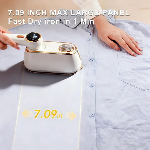 Vista 5 de Vaporizador de viaje para ropa portátil, 1200 W, mini plancha de vapor de mano de viaje, 4 modos con pantalla LCD, potente removedor de arrugas