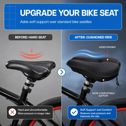 Vista 4 de Revas - Cojín acolchado para asiento de bicicleta que absorbe los golpes, para viajes largos y cómodos Acolchado universal para asiento
