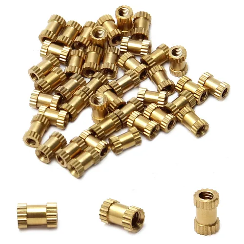 Vista 93 de Tuercas moleteadas de rosca hembra M2x3mm OD Tuercas de inserción roscadas de latón Tuercas de incrustación hidráulicas soldadas juntas Kit surtido