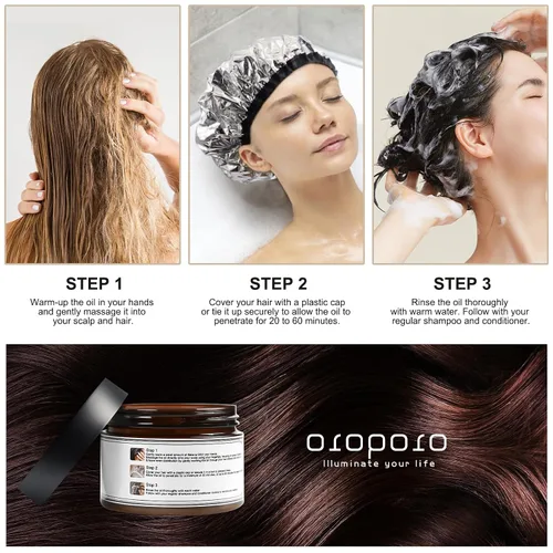 Vista 6 de Aceite orgánico para el crecimiento del cabello de Batana: 100% crudo, prensado en frío, sin refinar y auténtico, aprobado por Dr. Sebi, máscara