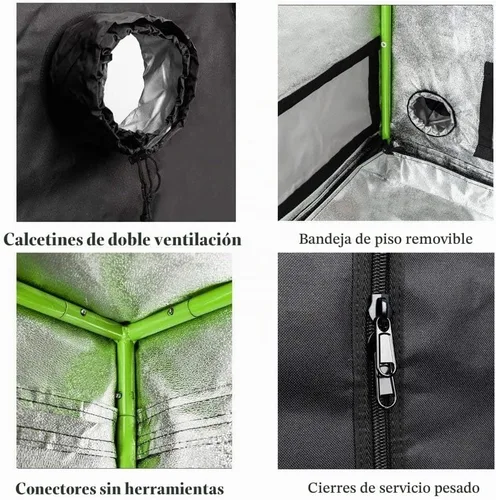 Vista 3 de Armario para cultivo de plantas en interior, desmontable, reflectante, hidropónica, no tóxica, de Valuebox