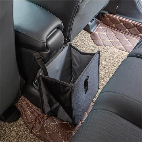 Vista 2 de Osilly Cubo de basura para automóvil, contenedor de basura colgante plegable de tela Oxford, organizador de bolsas de basura de capacidad de 1.85
