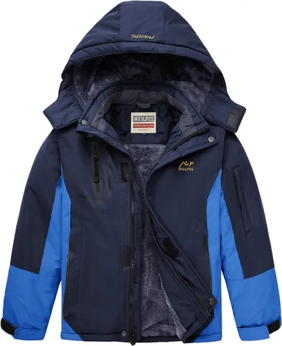 Vista 23 de WULFUL - Chaqueta impermeable de esquí para niño, con capucha, forro polar cálido, abrigo de nieve para el invierno Agua