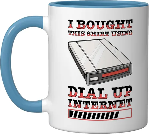 Vista 6 de 90s Nostalgia Retro 90s Dial Up Internet Vintage Ceramic Mug, Black/White