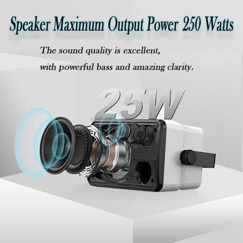 Vista 3 de YVU Altavoz Bluetooth para exteriores de 250 W, sincronización inalámbrica de hasta 100 altavoces, sistema de sonido para interiores y exteriores