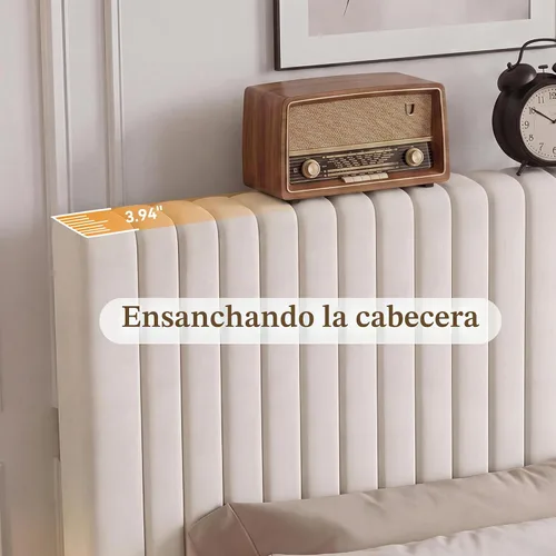 Vista 3 de Vipbear Base de cama tamaño Queen con heaboard, marco de cama tapizado de terciopelo de lujo con soporte de listones de madera, bajo y resistente