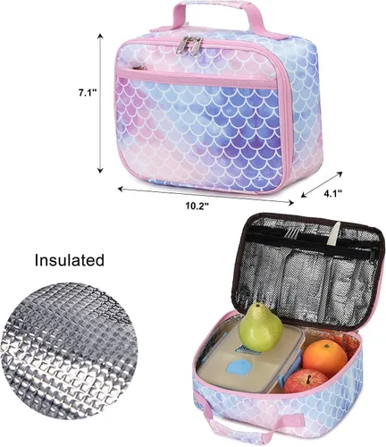 Vista 9 de CAMTOP Juego de morral y lonchera para niñas de preescolar y primaria