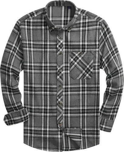 Vista 16 de Lion Nardo Camisas de Franela a Cuadros para Hombre de Manga Larga Camisas de Vestir para Hombre Casuales con Botones Abajo Tallas Grandes
