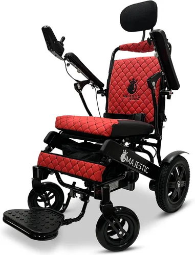 Vista 16 de Silla de ruedas motorizada eléctrica ligera para personas mayores y adultos, reclinación automática plegable de largo alcance con potente motor