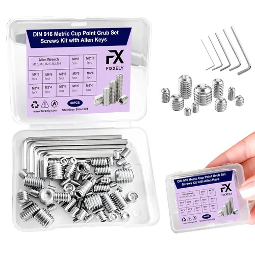Vista 10 de Tornillos prisioneros de punta cónica, 48 piezas (M3, M4, M5, M6), cabeza hexagonal, tornillos prisioneros métricos de acero inoxidable 304, varios