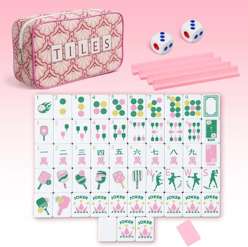 Vista 12 de Soulchen Mini juego de azulejos Mahjong americanos para viajes, viajes
