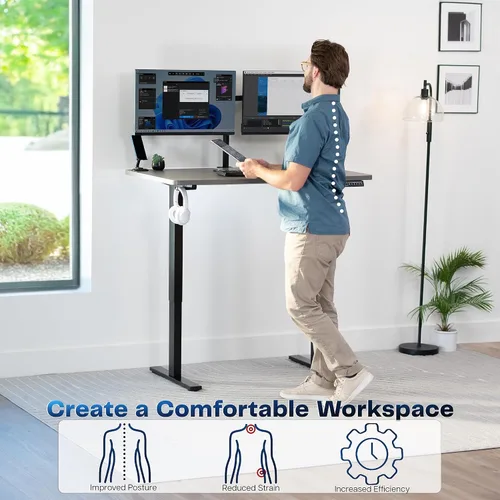 Vista 3 de VIVO DESK-KIT-1B5G - Escritorio de pie de 48 x 30 pulgadas, gris oscuro