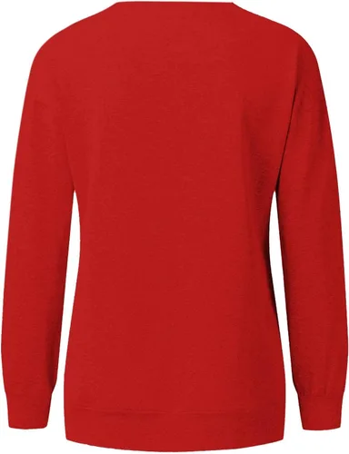 Vista 7 de Rikbuig Sudaderas de Navidad para mujer, lindo estampado de alce, cuello redondo, suéter de forro polar, ropa para festivales
