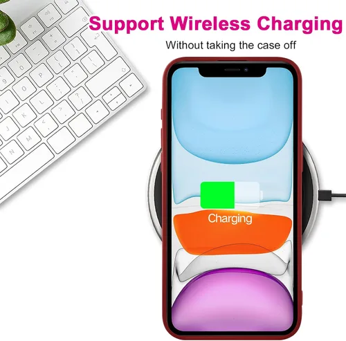 Vista 6 de OOK - Funda compatible con iPhone 11 en color vino rojo con estampado de leopardo, de TPU a prueba de golpes, cubierta delgada de silicona