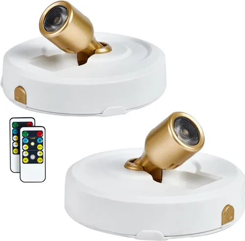 Vista 19 de Paquete de 2 Focos LED Inalámbricos a Batería para Cuadros, Luces de Disco con 2 Controles Remotos, Foco Adhesivo Regulable con Temporizador