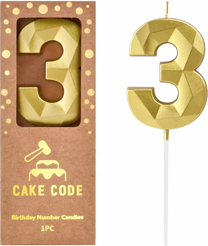 Vista 15 de Crystal Gold - Velas de cumpleaños con número 0 de 2.76 pulgadas, velas doradas y de números de pastel para celebración de fiesta
