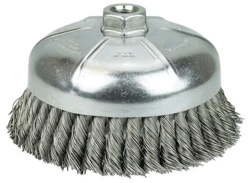 Vista 10 de Weiler 13286 Cepillo de alambre de alambre de una hilera de 2-3/4 pulgadas, relleno de acero de 0.020 pulgadas, tuerca UNC de 5/8"-11, fabricado