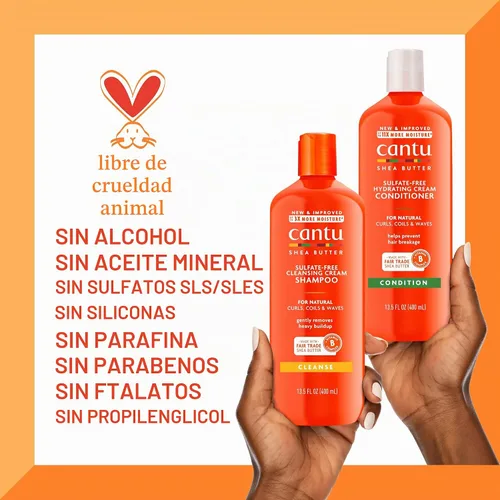 Vista 6 de Cantu Champú y acondicionador con manteca de karité para cabello natural, 13.5 fl oz (paquete de 2)