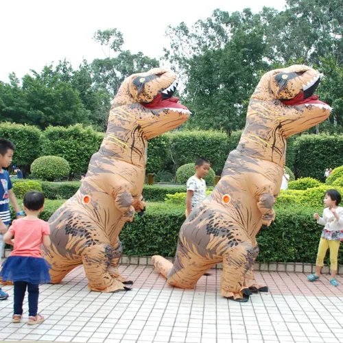 Vista 3 de RHYTHMARTS Disfraz inflable de dinosaurio, disfraces inflables de T-rex, disfraz de Halloween, disfraz de adulto