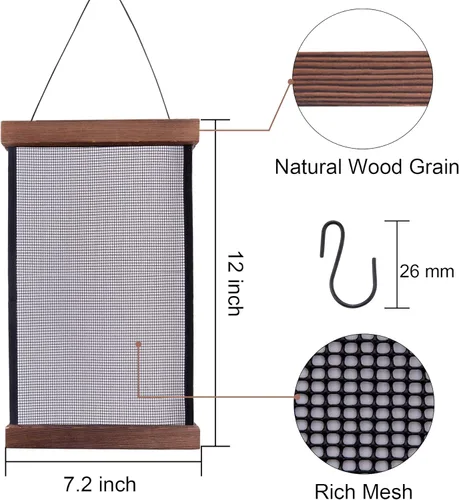 Vista 2 de FEQO Organizador de aretes de malla para colgar aretes, soporte para colgar en la pared, organizador de joyas con 20 ganchos negros en forma de S