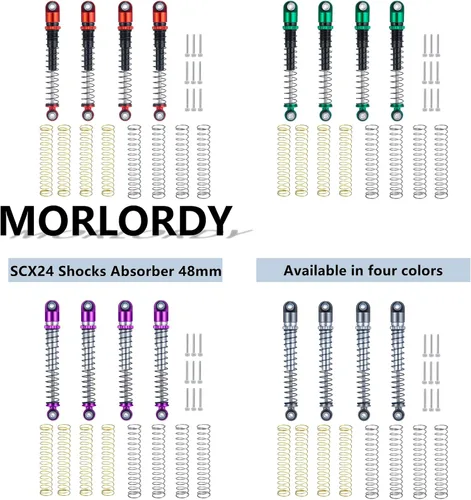 Vista 6 de MORLORDY Aleación de aluminio 4 piezas RC Shock 1.890 in amortiguadores ajustables amortiguadores para choques SCX24 1.890 in actualizaciones 1/24
