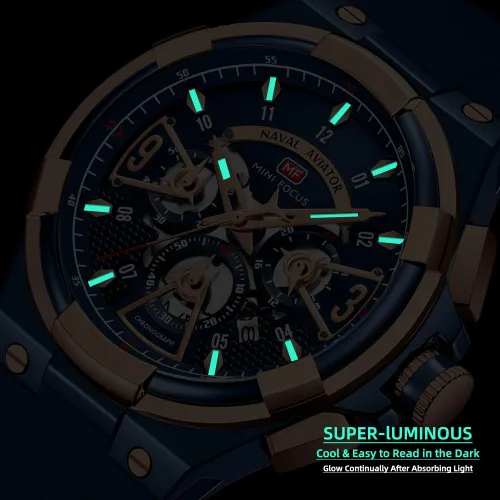 Vista 4 de MF MINI FOCUS Mens Watches Unique Hollow Casual Wrist Watch (Chronograph/Waterproof/Luminous/Calendar/24 Hour) Silicon Band Fashion Watch for Men